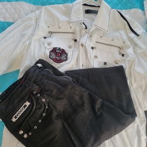 White and Black Coogi Shorts Outfit